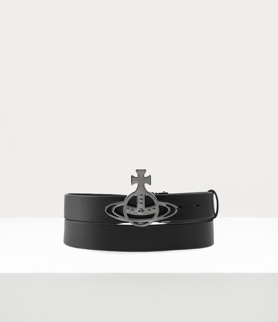 Vivienne Westwood Line Orb Buckle Belt in BLACK